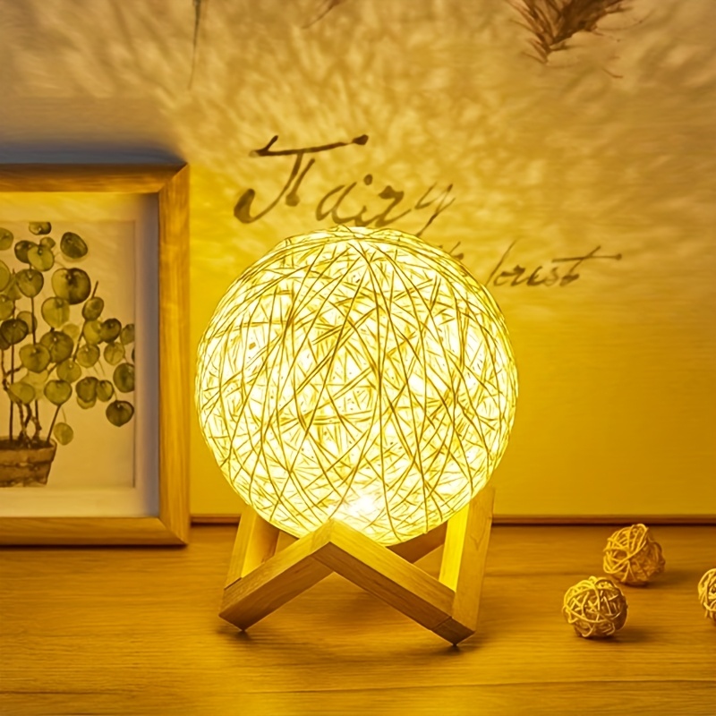 

Rattan Table Lamp, Usb Powered Led Art Decorative Nightlight, ≤36v Lighting For Living Room Bedroom, Creative Gift , Holidays, Birthdays, Christmas