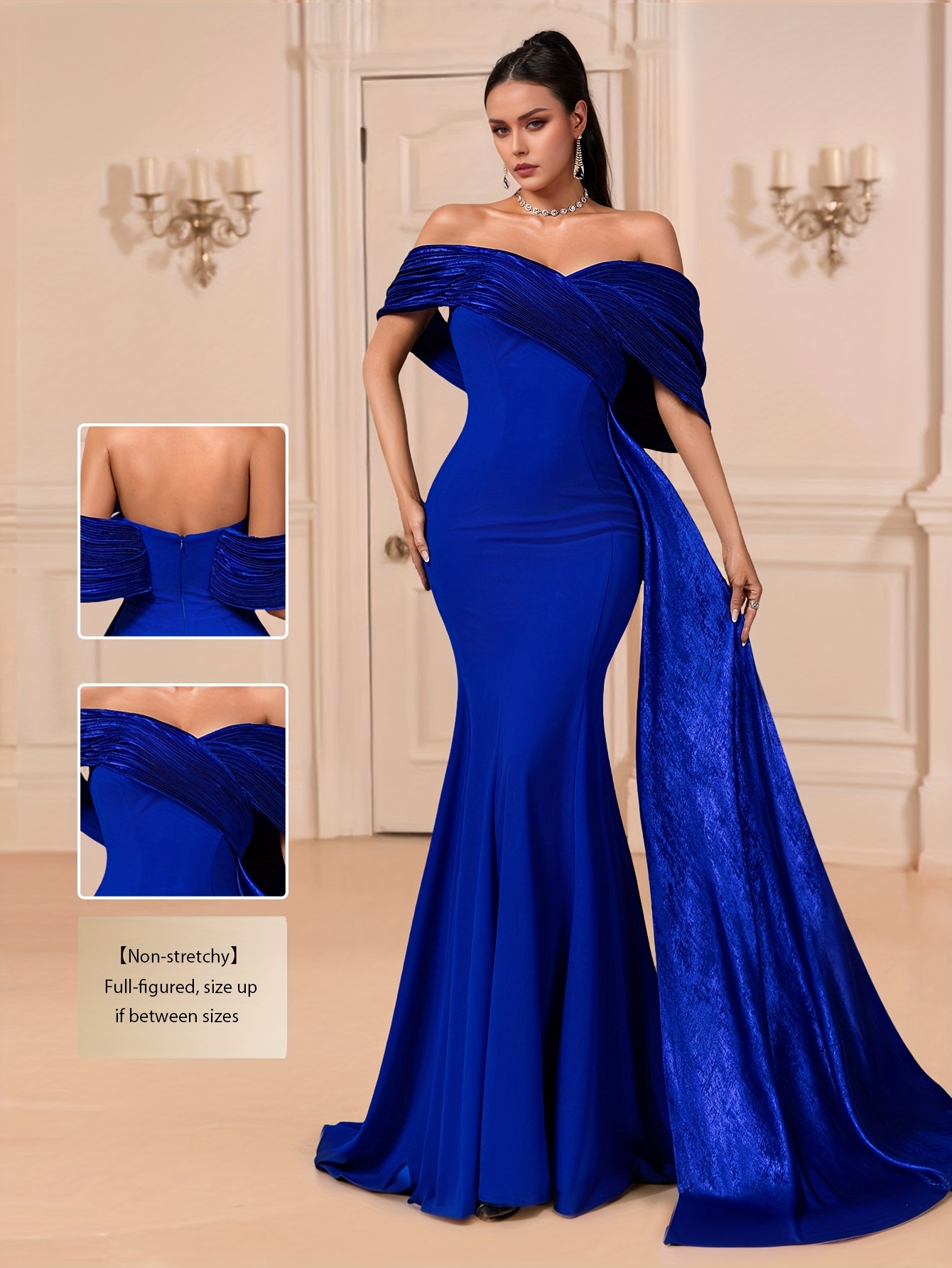 dress off shoulder black YMDUCH Women's Long Sleeve Mermaid Long Formal Elena lets clean lines Emerald Green Simple Long ivory:Custom Color Spell Dress