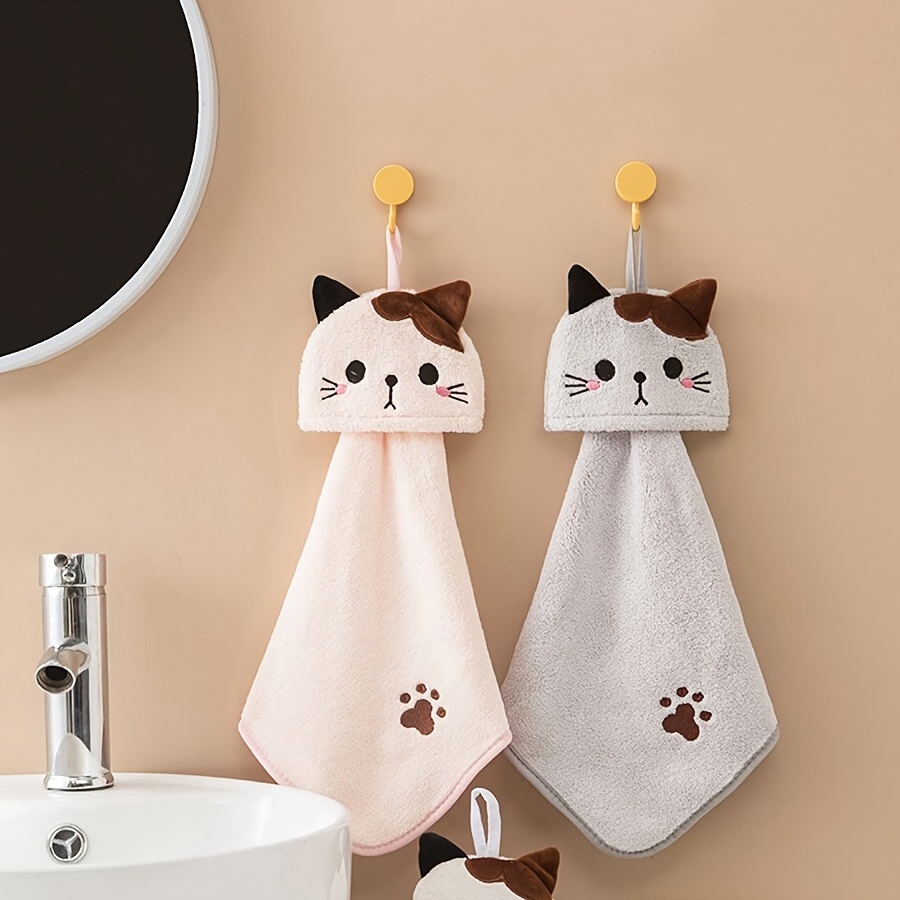 

Soft Coral Fleece Cat Hand Towel - Perfect For Bathroom Or Kitchen - Hand Wash Only - 44cm X 20cm