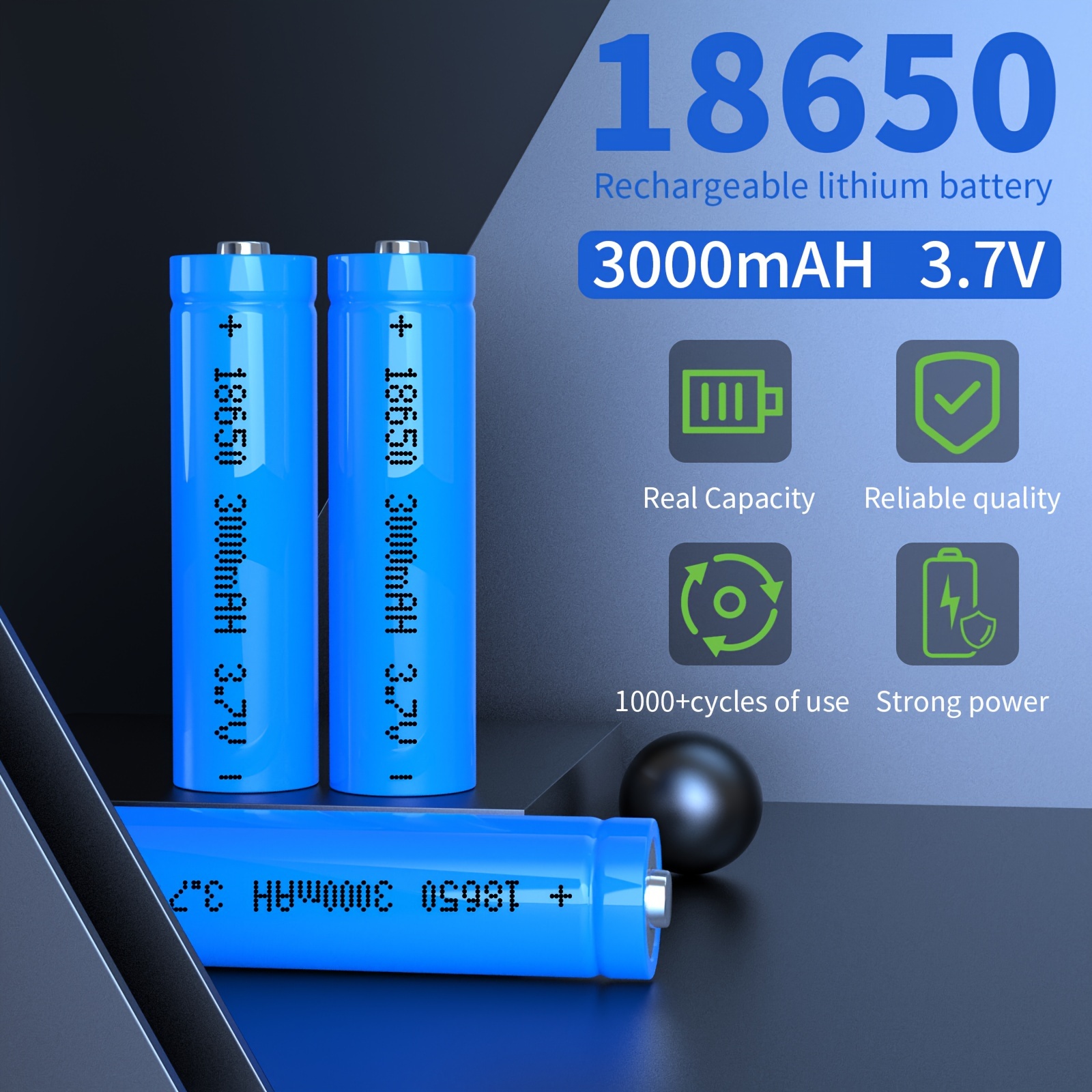 סוללה נטענת 18650 בקיבולת גבוהה 3.7V - מקור כוח ארוך טווח לפנסים, סטרימרים, מאווררים, אורות סולאריים ועוד - אידיאלית למכשירי חשמל ביתיים, נסיעות ופעילויות חוץ פרטים 1