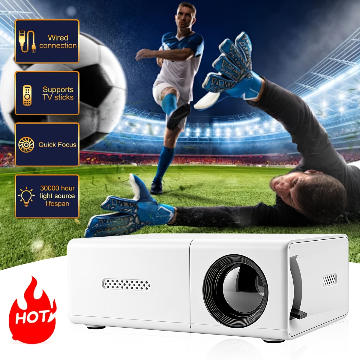 Compact Mini Projector with Built-In Speakers