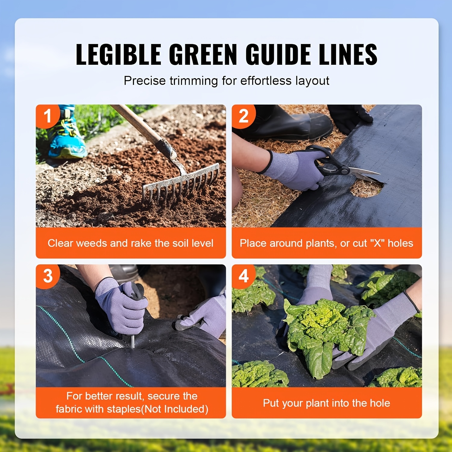 6-Pack Woven Driveway and Landscape Fabric, Heavy Duty Weed Barrier, 2.4 oz and 4.2 oz, Black, Various Lengths