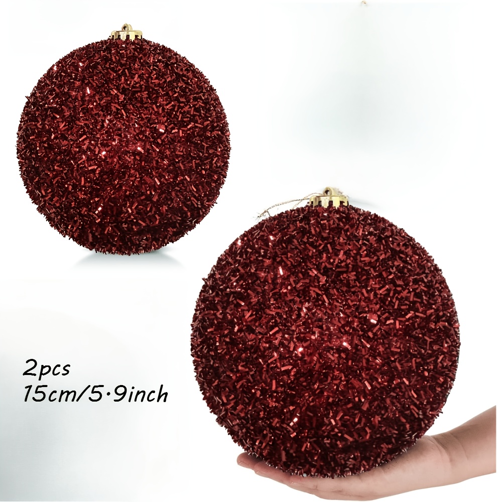 TEMU 2pcs, 15cm/5.9inch Christmas Tree Decoration (tinsel Glitter Pendant) Christmas Ball Decoration - Christmas Wedding Party (hanging Dispatched)