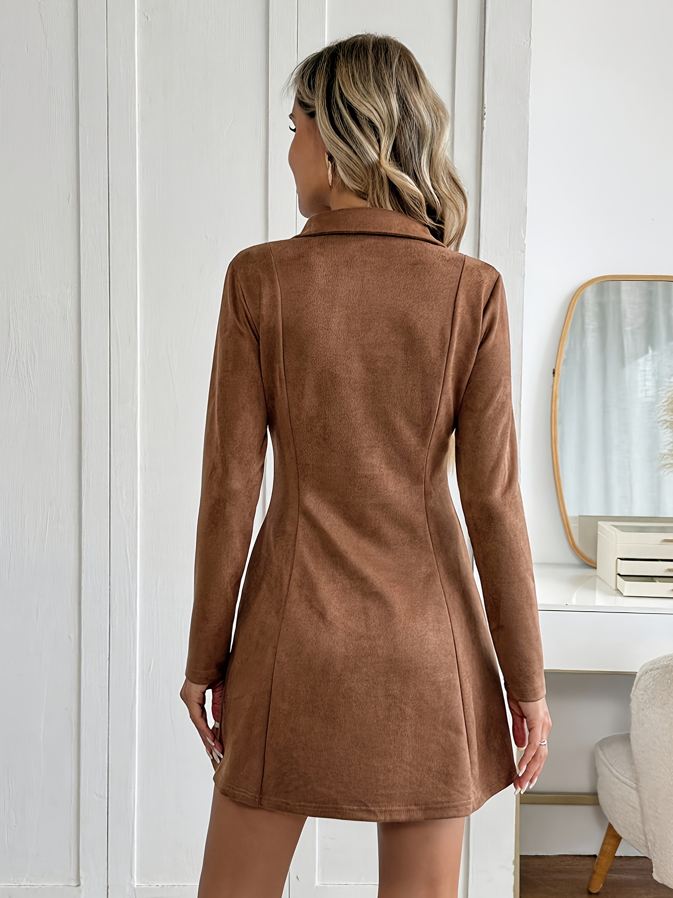 neckline cinched a line dress casual relaxed - Temu Oman