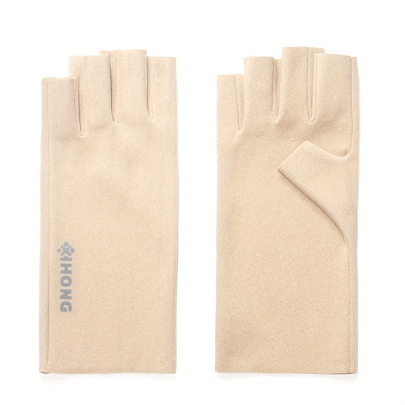 TEMU Guantes De Invierno Para Mujeres, Cálidos, A Prueba De Frío, Autocalentables, De Medio Dedo, Elásticos, De Color Sólido, Con Pantalla Táctil