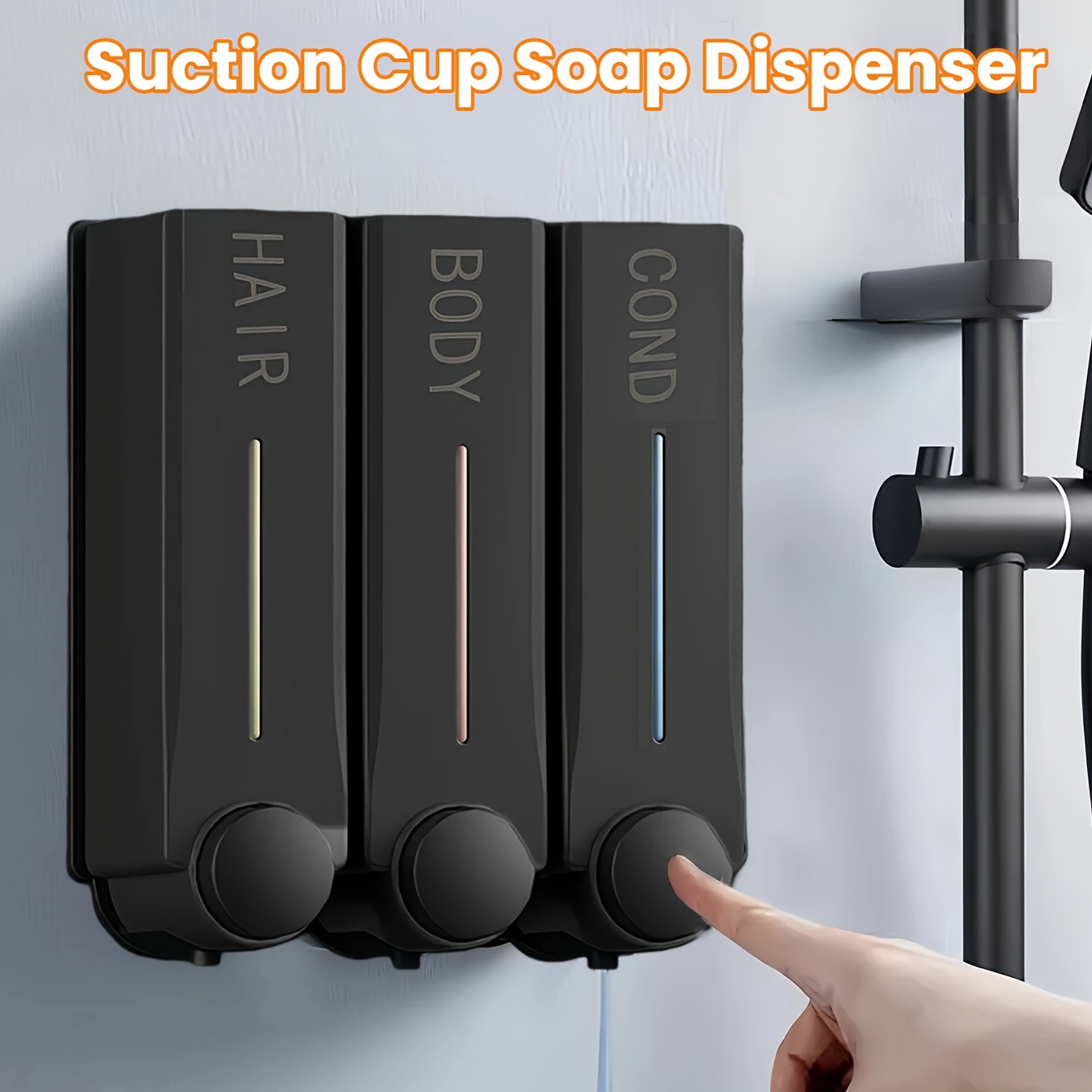 Shampoo And Conditioner Dispenser - Wall-mounted 3-chamber Shower Soap Dispenser