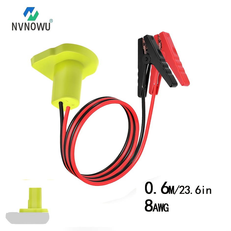 Adapter for Emergency Jumper Cables Designed for R.Yo.Bi 18V Batteries, Featuring Dual Lengths of 70.86 Inches And 23.8 Inches, with 12AWG And 8AWG Po