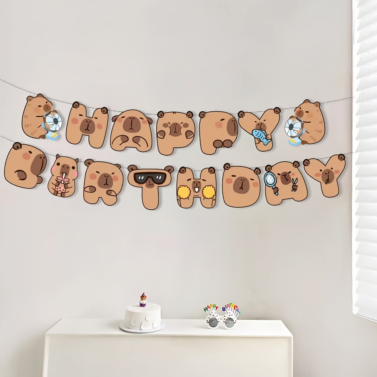 20 stuks Capybara verjaardagsfeest accessoires Schattige cartoon