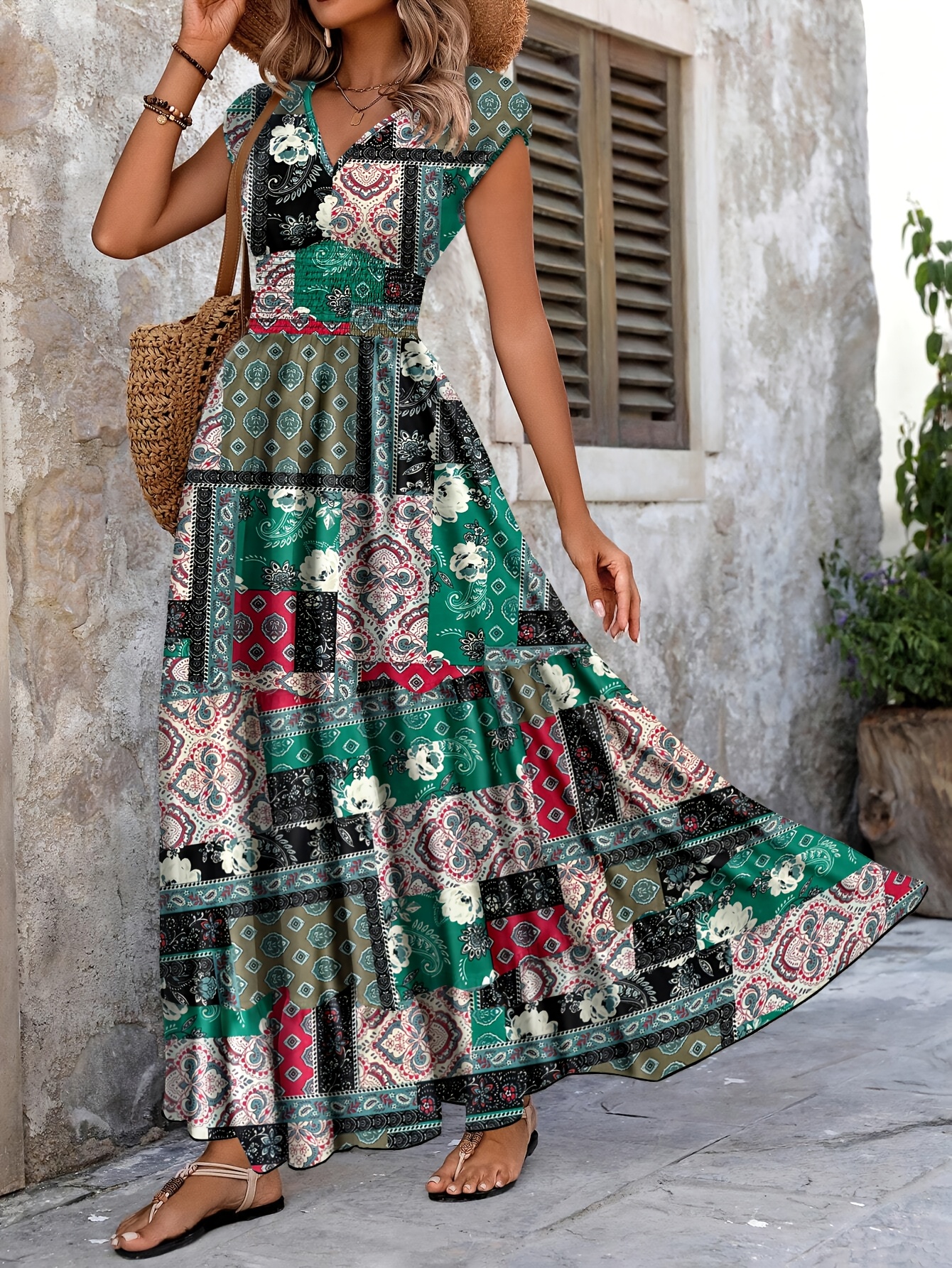DP022037 Women's Paisley Print V-Neck Batwing Sleeve Maxi Dress - A-Line Smocked Detail Long Dress for Spring/* Beach & Casual * Beach Dresses, Summer Outfit, Lightweight Fabric, Spring Outfit, ... DP022037 Women's Paisley Print V-Neck Batwing Sleeve Maxi Dress - A-Line Smocked Detail Long Dress for Spring/* Beach & Casual * Beach Dresses, Summer Outfit, Lightweight Fabric, Spring Outfit, ...