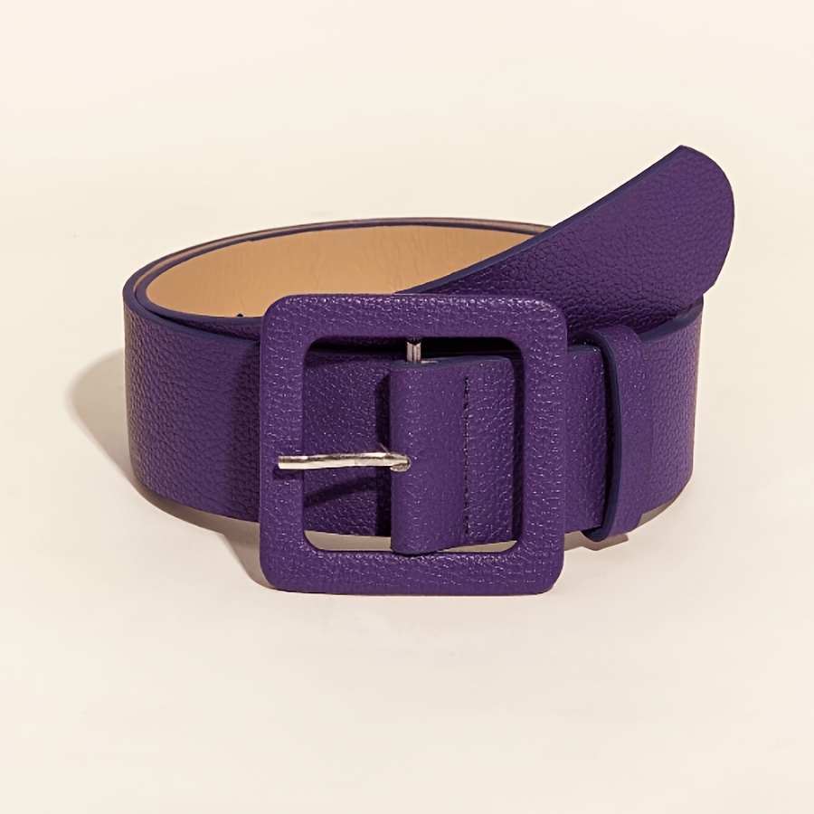 TEMU 1pc Women's Pu Square Lychee Pattern Belt
