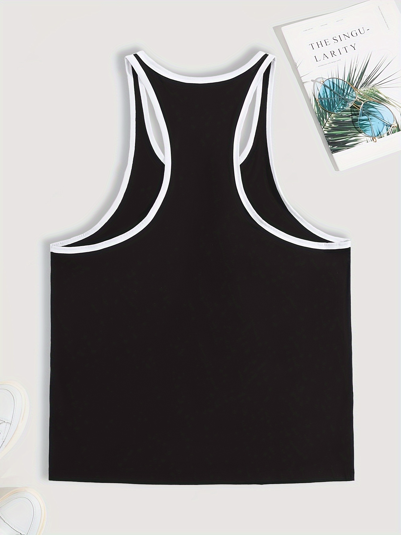 Men's Casual Solid Color Breathable Sports Tank Top - Quick-Dry Polyester Fabric, Stretchy Elastane Blend, Machine Washable, Ideal for Summer Activities and Casual Attire, Summer Tank Tops, PLUS SIZE