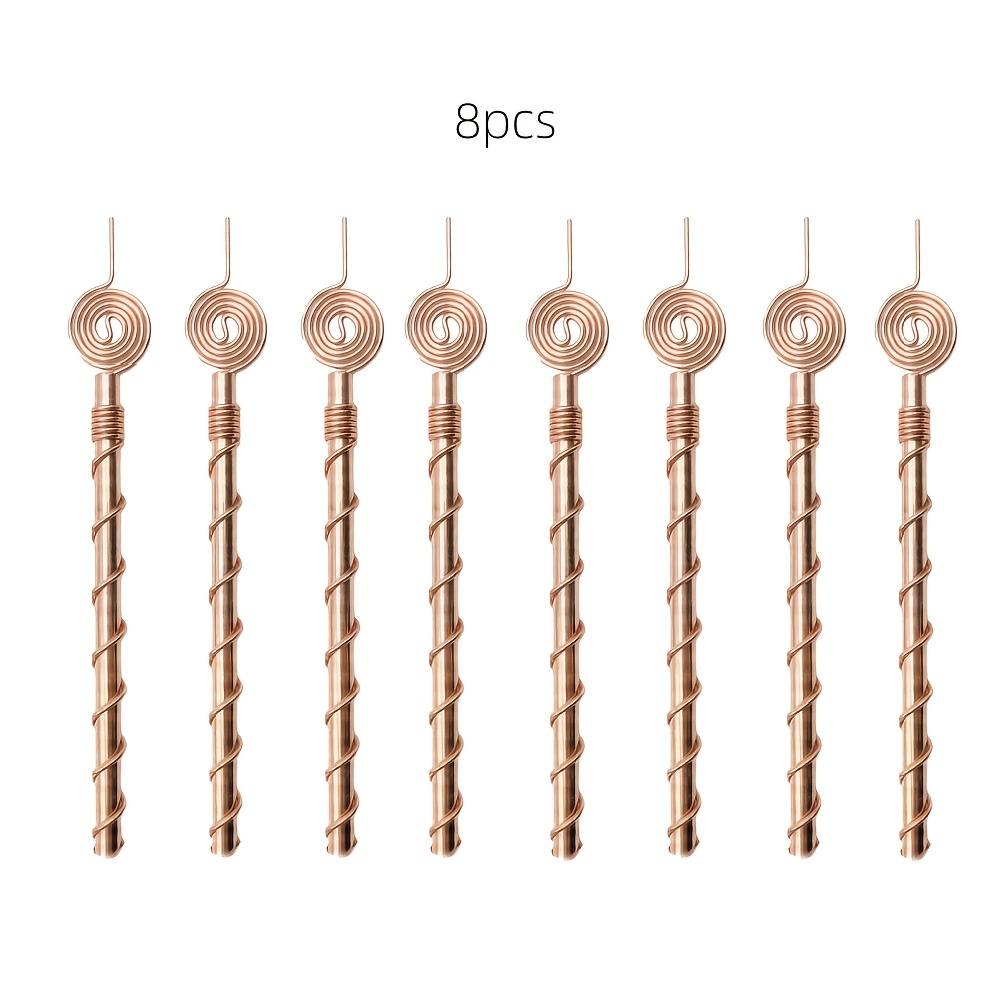 TEMU 8pcs Copper Electroculture Plant Stakes, Spiral Coil Plant Support Sticks For Climbing Vines, Indoor Potted Plants Garden Decor