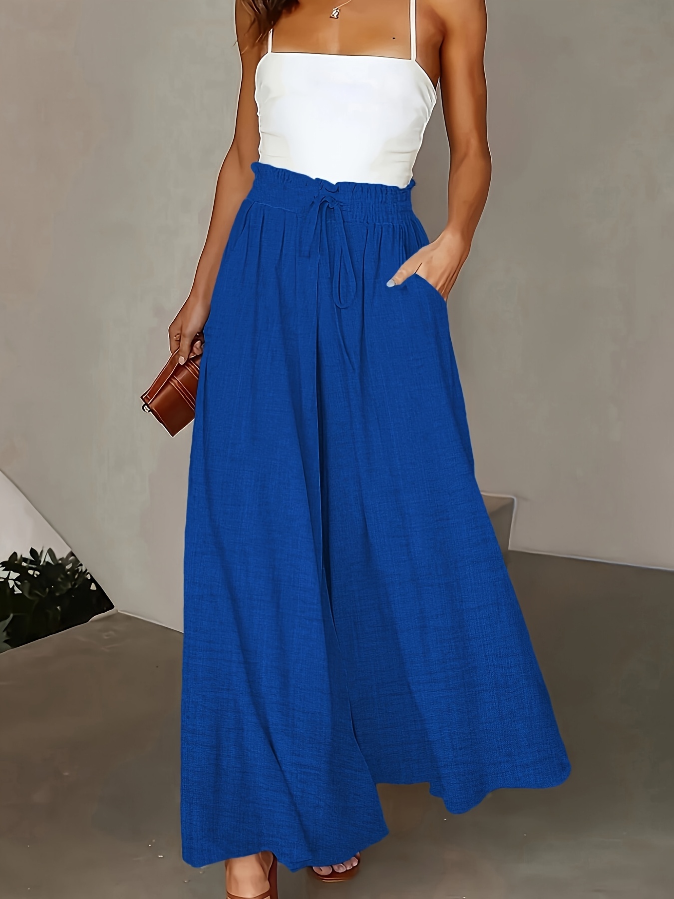 spring autumn womens loose long trousers with waist   design elegant and fashionable womens pants