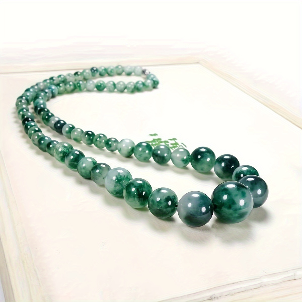 

1pc Emerald Green Necklace Women's Tower Chain Emerald Green Made Necklace - Unique Handmade Beaded Jewelry, Great Party Gift