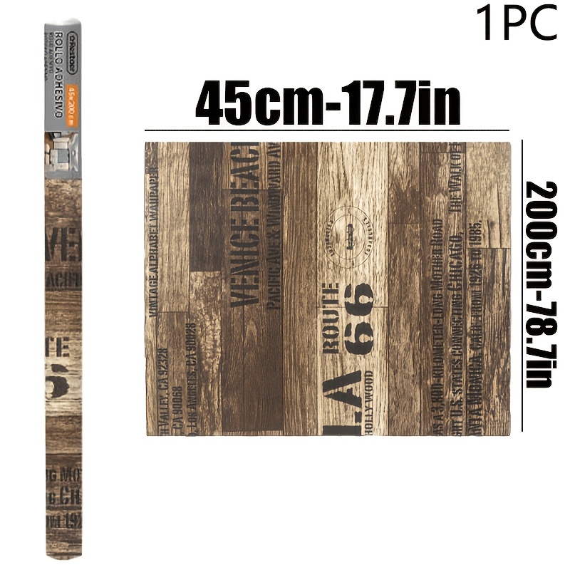 Image of Single Roll Pvc-wallpaper - Retro Wood Grain Wallpaper For Living Room, Bedroom And Kitchen, Self-adhesive Wallpaper For Walls, Pvc Washable Wallpaper For Decoration