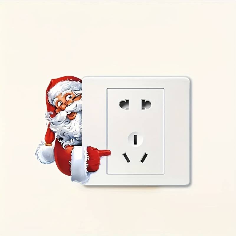 8 Autocollants Interrupteur De Noël - Motifs Festifs, Tissu, 16,6x15 Cm, Décoration Murale Et Porte