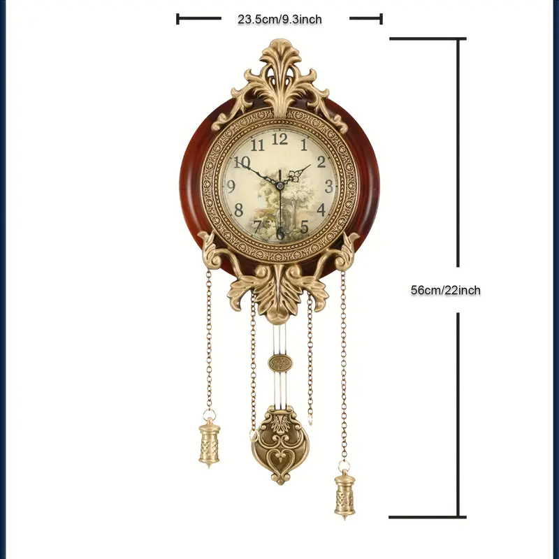 real with pendulum by battery operated clock for living room decor retro vintage style decorative improted mechanism silent scanning hands watch details 5