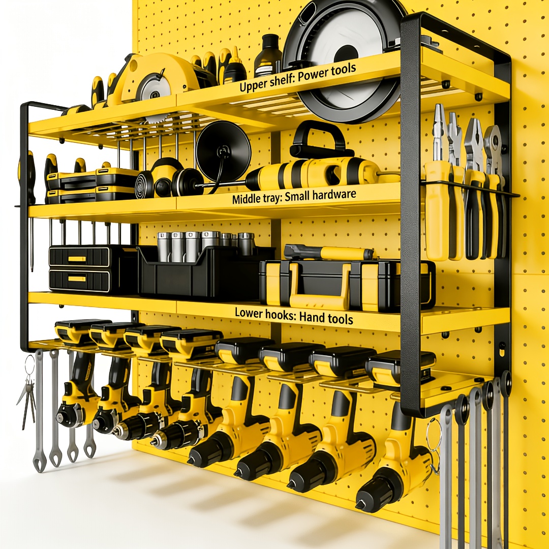 2026-[Colorful] Random 1pc 87.88cm-Large Power Tool Organizer Wall Mount, Garage Storage Cordless Tool Organizer With Screwdriver Holder, Heavy Duty Metal Storage Rack 4 Layer, Gifts For Men Who Have Everything Storage And OrganizationGifts For Frie