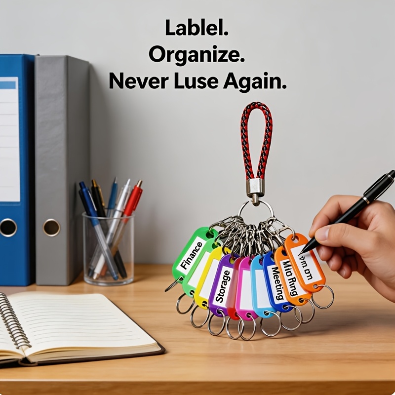 TEMU Hand-woven Key Organizer, Alloy Material, Feel, -hook Key Holder, Key Ring Loop Tag Plate, Key Chain Classification Label, Key Disc