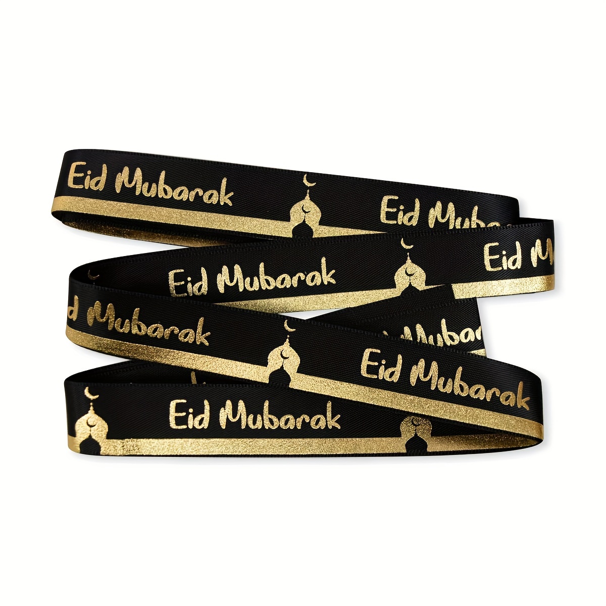 

1pc 2m Elegant Golden & Black Ribbon - With Design, Ramadan Decorations, Party Favors & Gift Wrapping