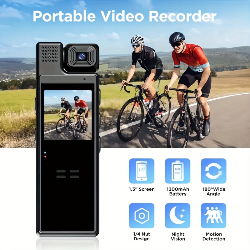 TEMU 1080p Hd Smart Video Recorder, 1/2 Pack, 180° Rotatable Lens, Handheld Portable Camera, Usb Charging, Compact Lightweight Cam For Travel &