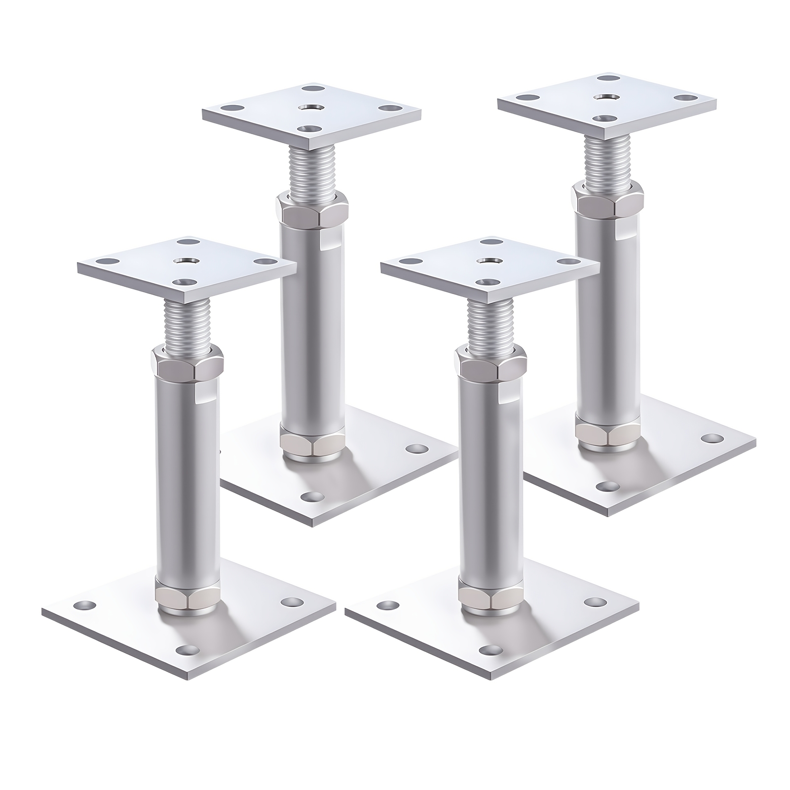 Image of 4pcs Galvanized Steel Support Columns, Post Supports, Height-adjustable, High-strength Galvanized Steel Construction, Sturdy And Durable