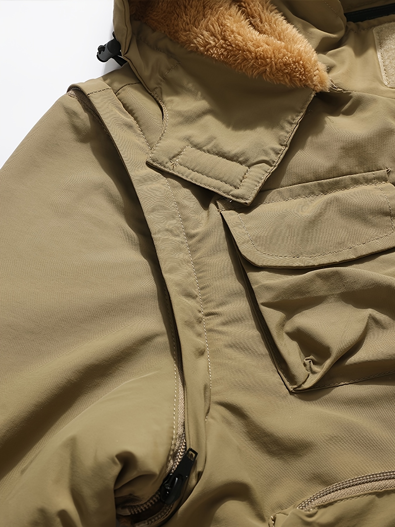 Men's Functional Style Jacket with Thickened Hood and Multi-Pockets