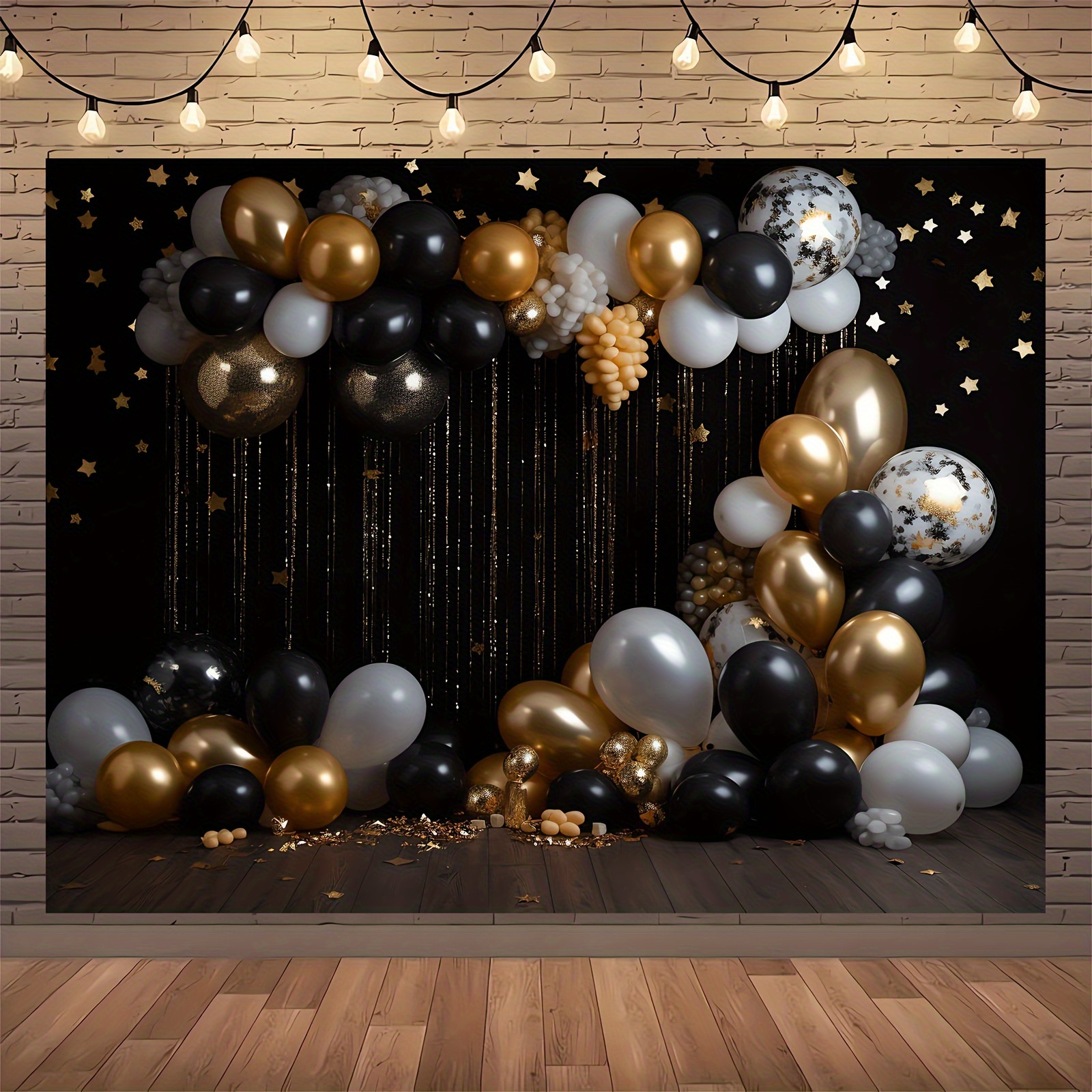 Disco Banner Polyester Fabric Backdrop For Party Decoration Gold