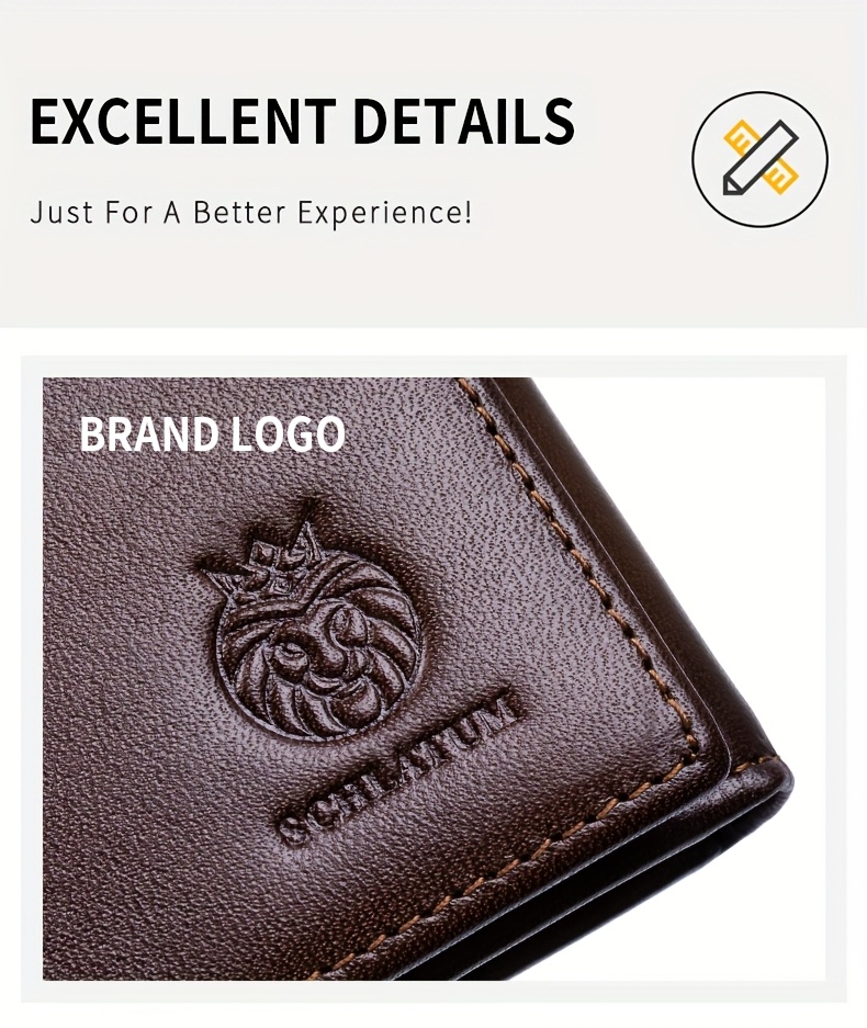 Crazy Horse Genuine Leather Trifold Wallets for Men & Women Real Genuine Leather Slim Front Pocket RFID Blocking Travel with ID Window