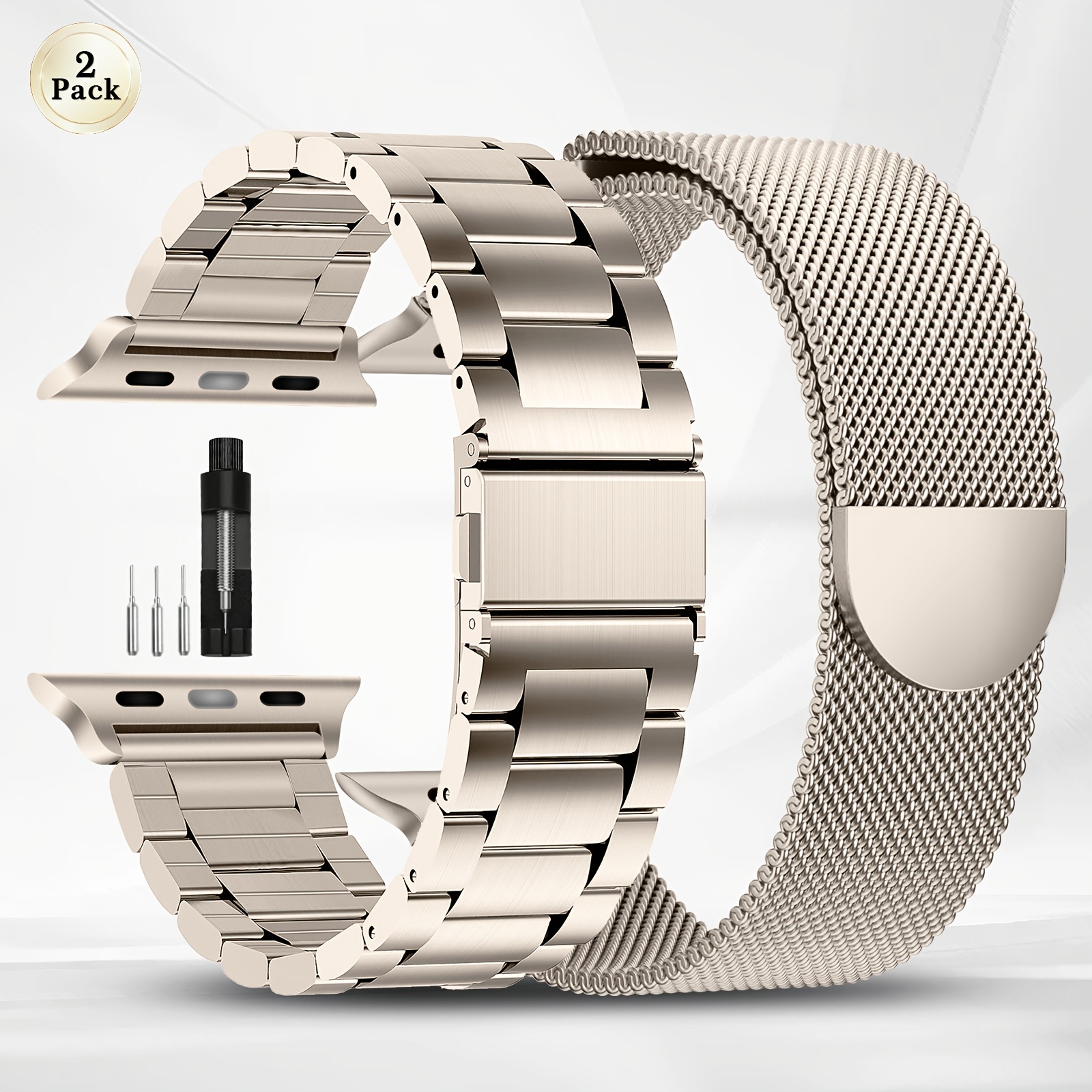 TEMU Correa de reloj de malla de acero inoxidable con atracción magnética para un ajuste más fuerte - Compatible con Apple Watch 38 mm 40 mm 41 mm 42
