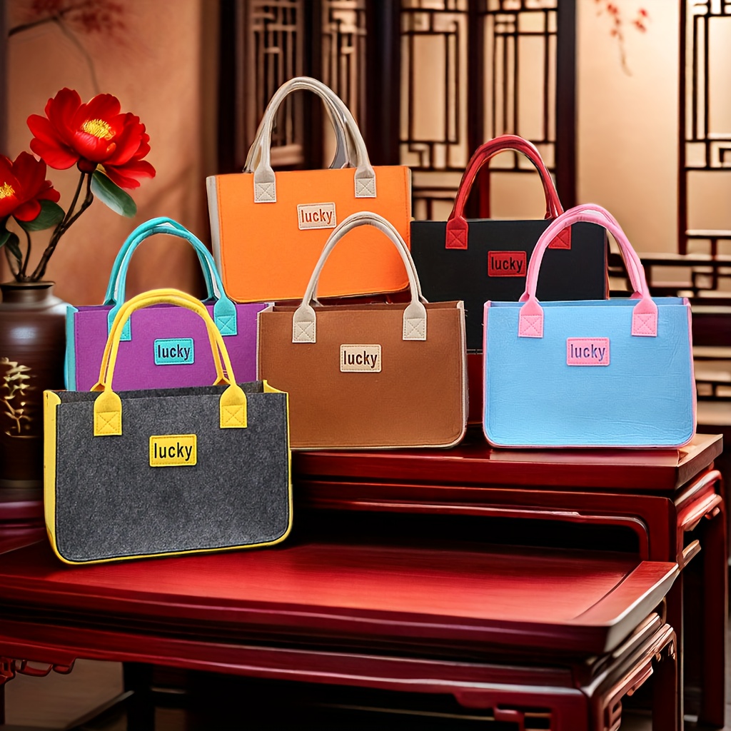 

New Thickened Felt Bag Handbag Large Capacity Cartoon Fashion Gift Bag Hand Carry Tote Bag 30.12cm*20.12cm*12.33cm