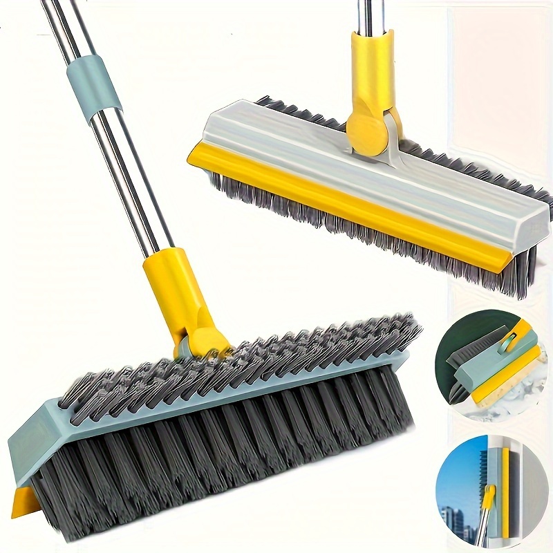 

3-in-1 Multi-purpose Floor Scrubber - Stainless Steel Long Handle Brush For Bathroom, Kitchen & Wall Cleaning