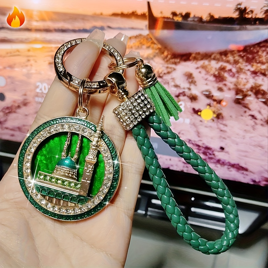 TEMU Car Keychain Retro Green House Pattern Keychain - Suitable For Bags And Car Keys - Perfect For , Perfect For Gifts During Ramadan, Valentine's