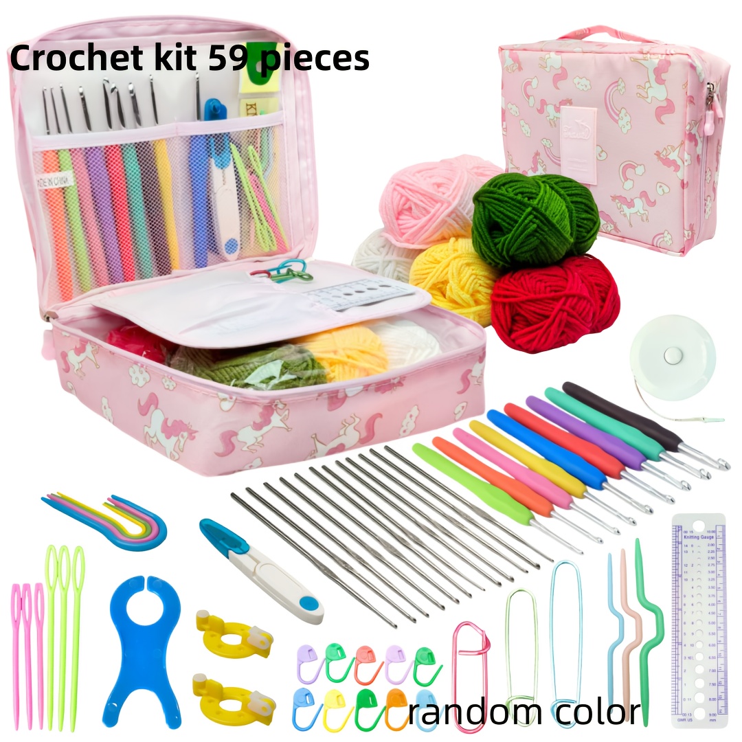 58pcs junior adult knitting set portable diy tool knitting material storage bag complete set simple   knitting set crochet knitting set   gift 0