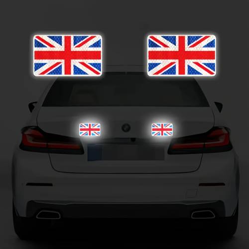 two reflective car stickers featuring flag high visibility safety decals waterproof pvc self reusable suitable for plastic glass and metal enhances visibility at night decorative car stickers
