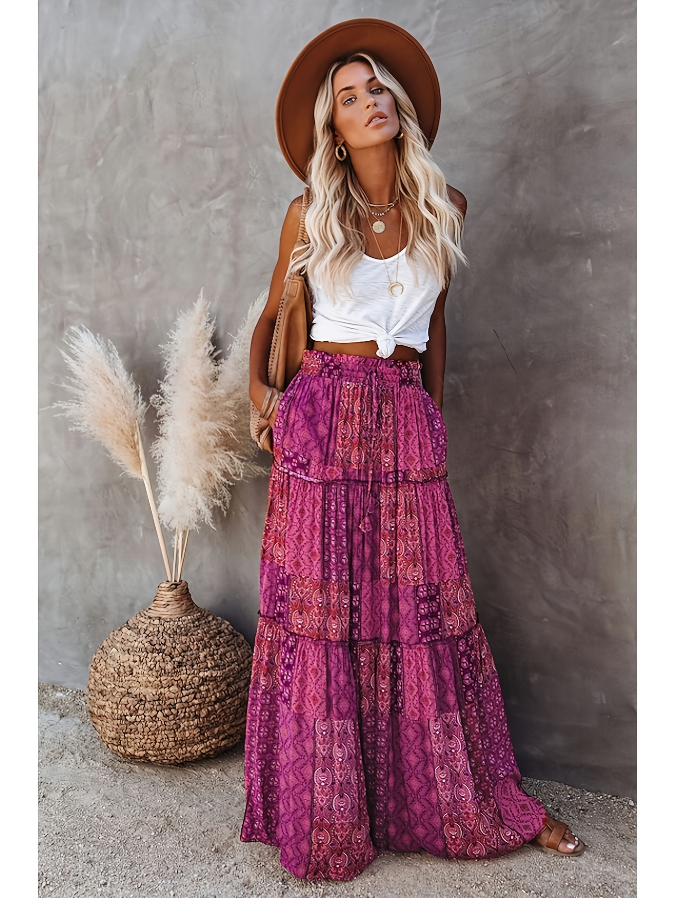 women's casual swing skirt, grey maxi skirt 0867# women's casual swing skirt, grey maxi skirt 0867#