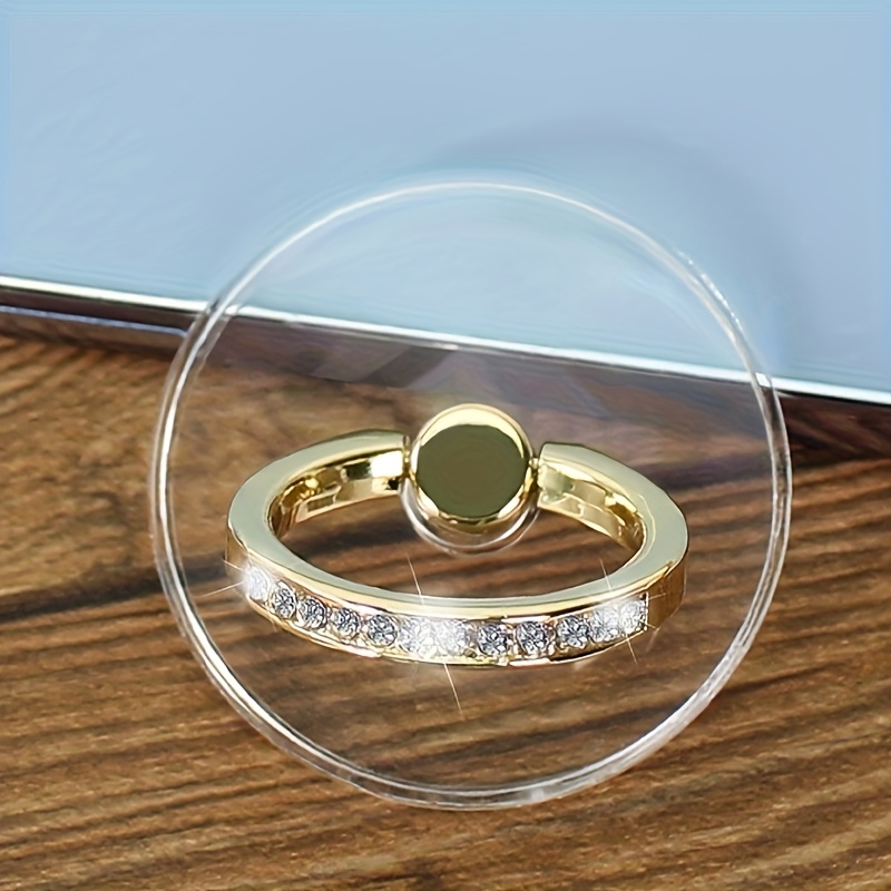 E-shop 1 Stück Transparenter Runder Diamantringhalter Klebender Handy-Ständer mit Mehrfarbigem Schlaufe