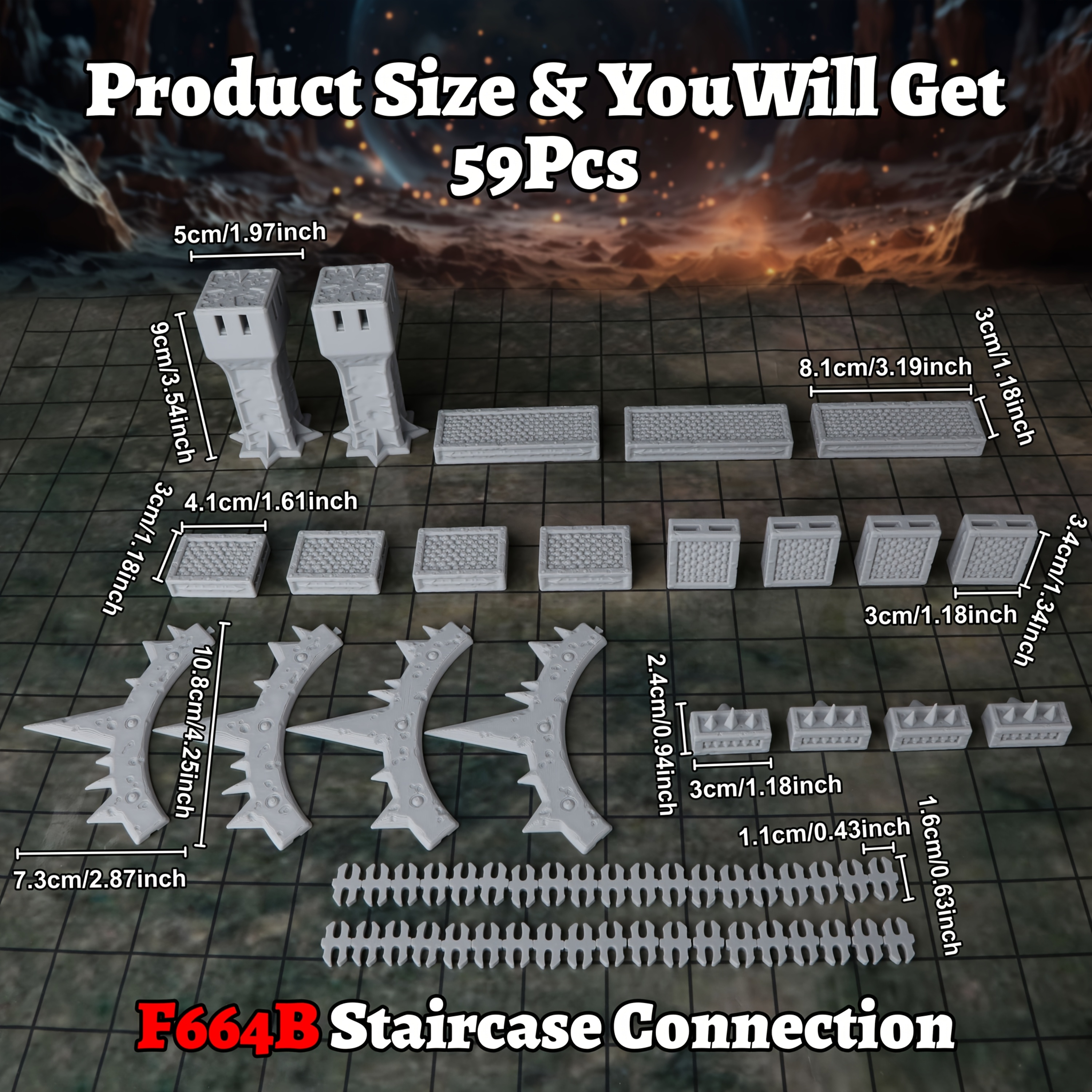 Modular Sci-Fi Spiral Staircase & Connection Set