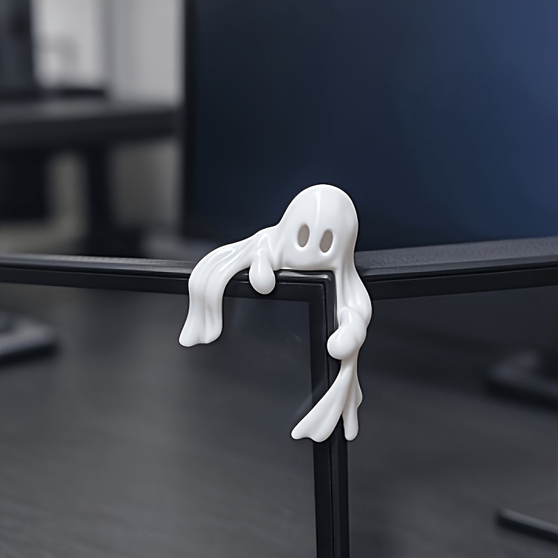 TEMU Halloween Ghost Ornament For Monitor Corners, 3d Printed Cute Ghost Figurine, Hanging Decor For Book Corners, Spooky Desktop Small Ornament,
