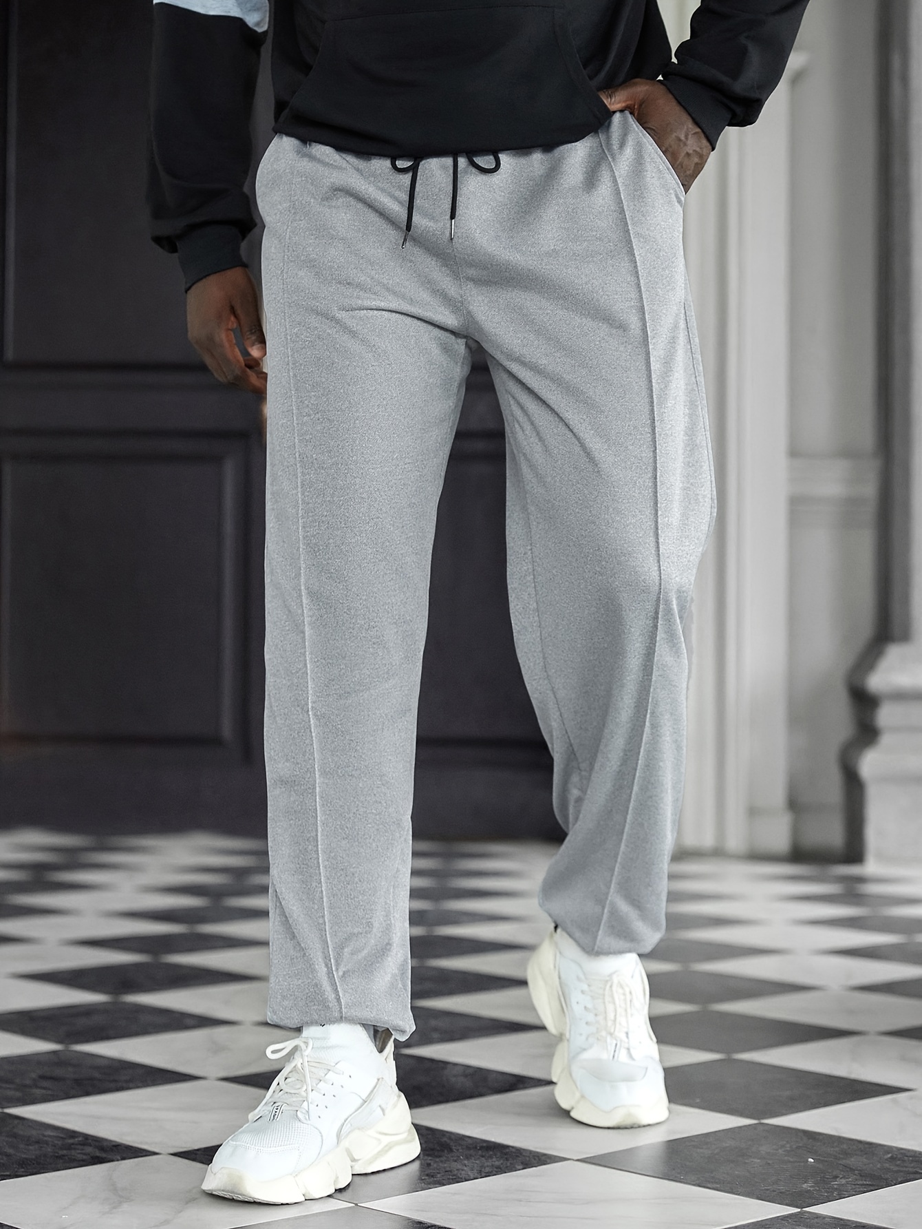 Plus Size Erkeklerin Spor/Dış Mekan İçin Düz Jogger Pantolonları, Moda Rahat Pantolonlar