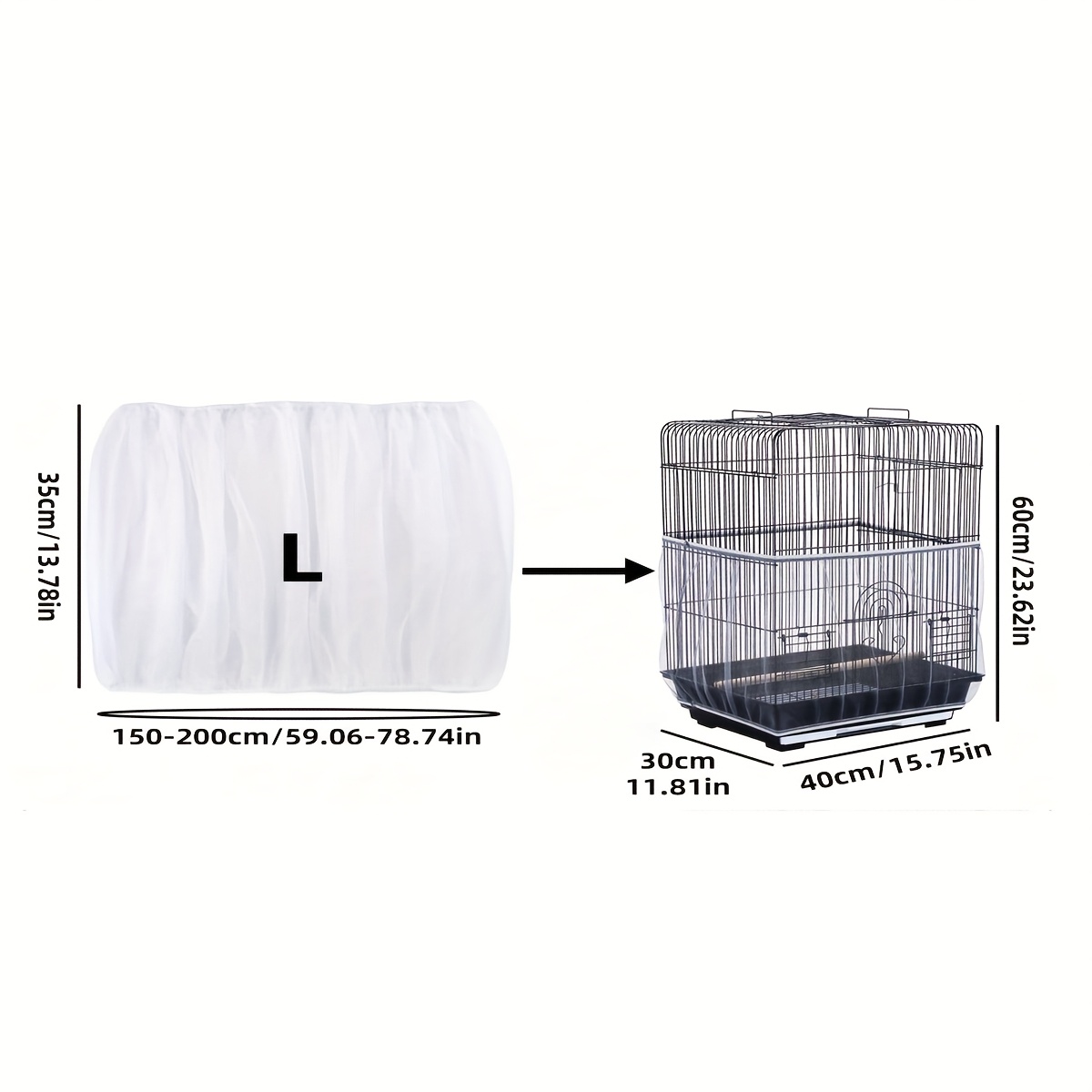 1pc White Net Yarn Bird Cage Cover (cage Not Included)