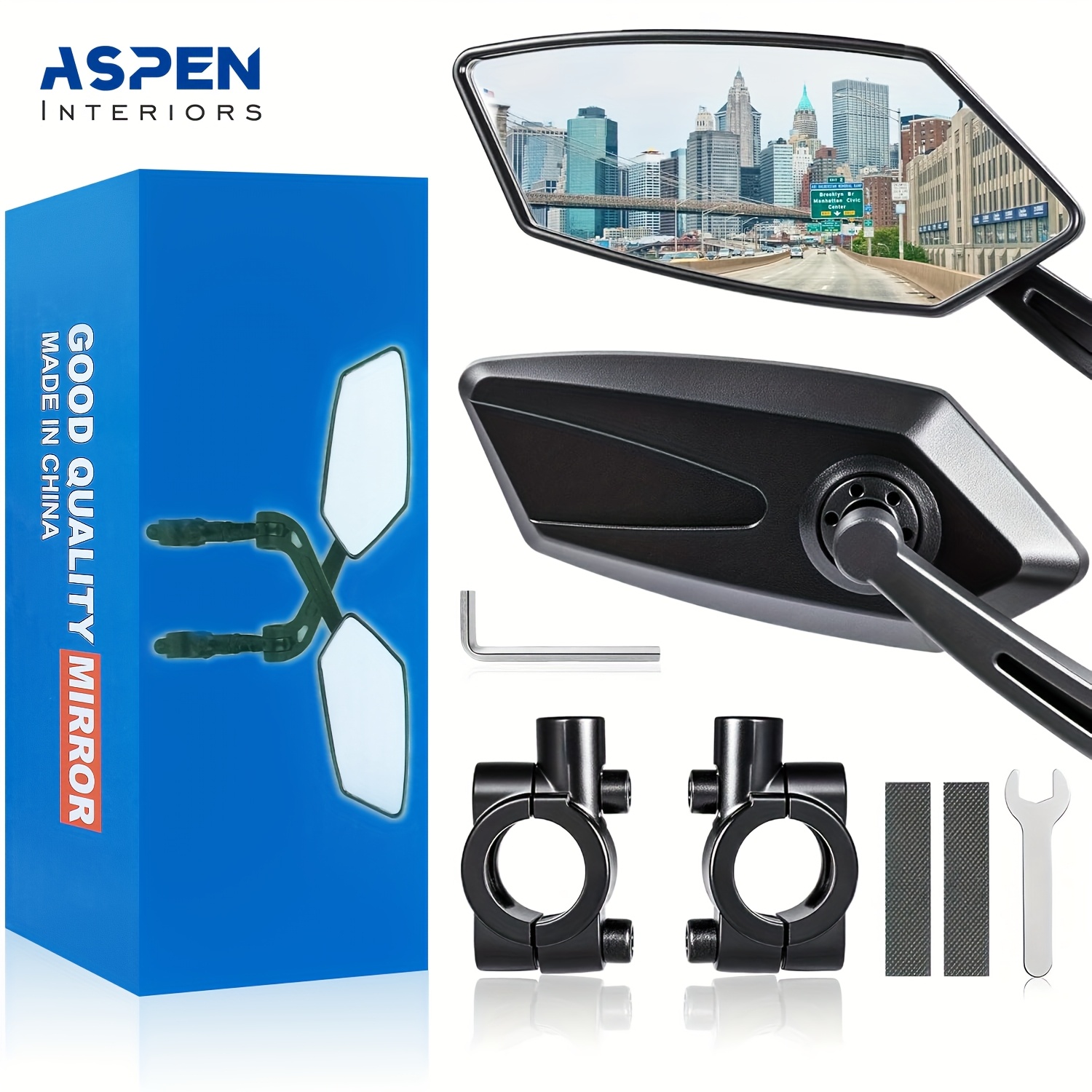 TEMU Set Of 2 Mirrors Ideal For Bicycles And Electric Scooters, Featuring Wide-angle Convex Lenses For Improved Safety, In Black, With Handles And