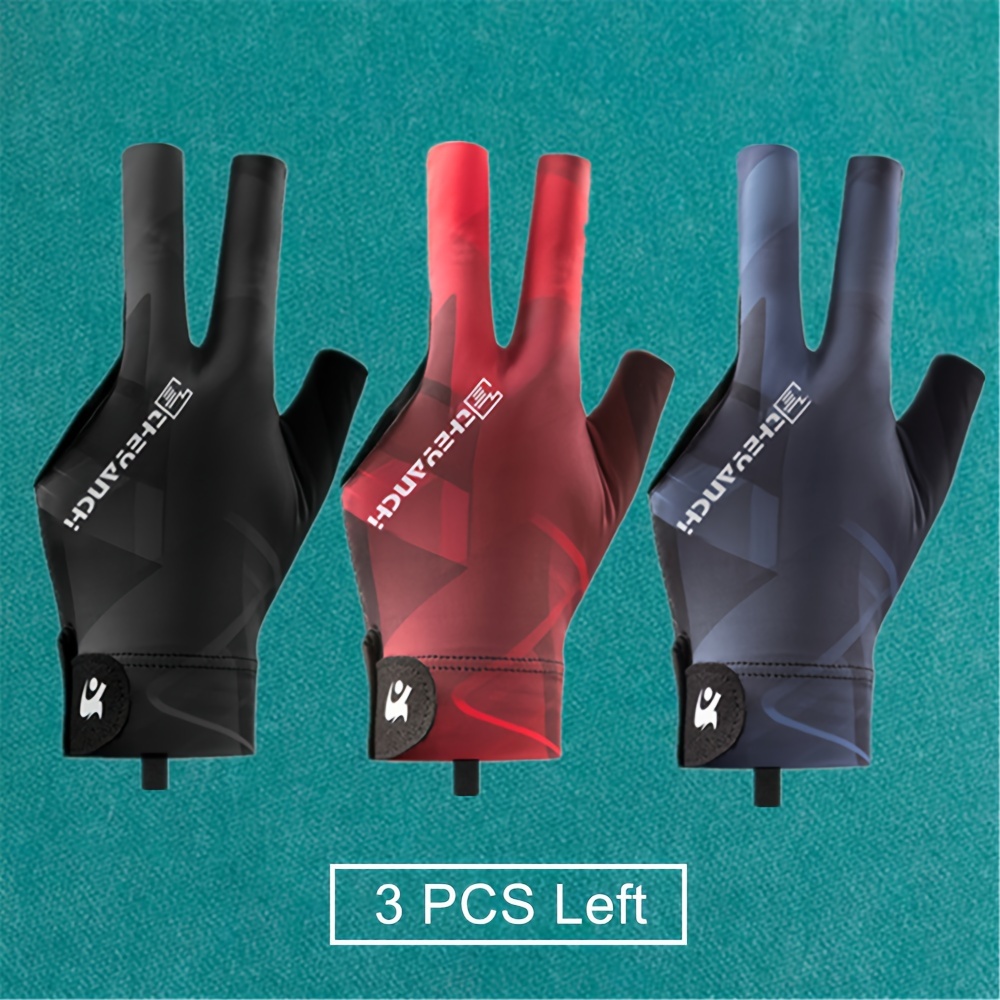 3pcs Left Hand 3 Fingers Billiard Glove For Men And Women, Breathable Anti-slip Palm Pad Snooker Gloves Accessories