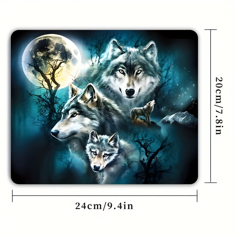 Wolf Pack Forest Moonlight Non-Slip Rubber Gaming Mouse Pad - Smooth Gliding Surface, Mystical Night Scene Design, Square Desk Mat for Office, Laptop & Desktop, Mouse Pads for Desk