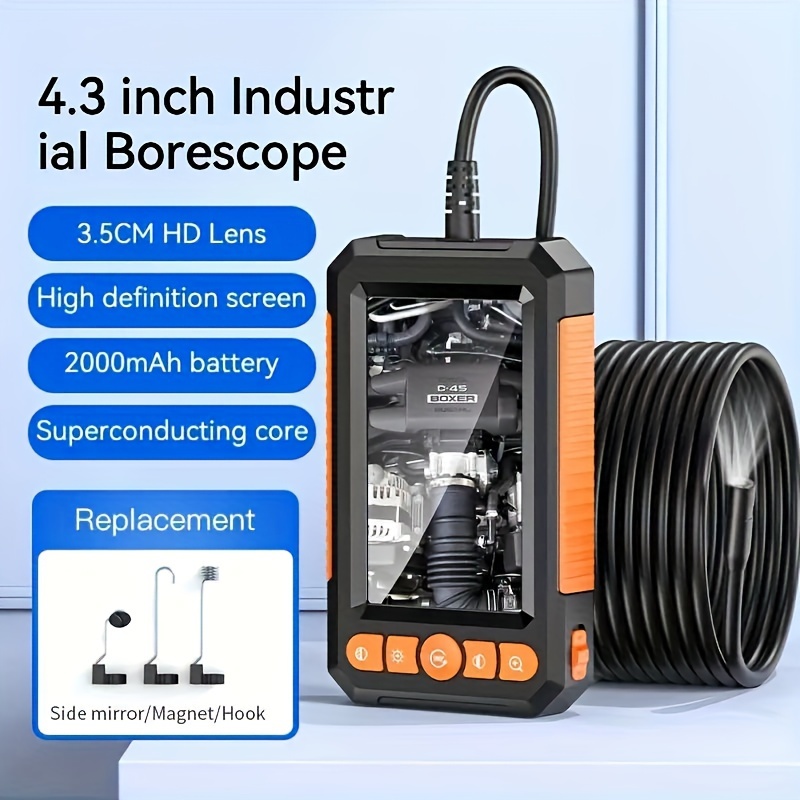 

4.3" Ips Lcd Endoscope - 8mm Hd Inspection 8 Led Lights, 1/5/10m - For Auto , , , Car, And Sewer Inspection Assistance