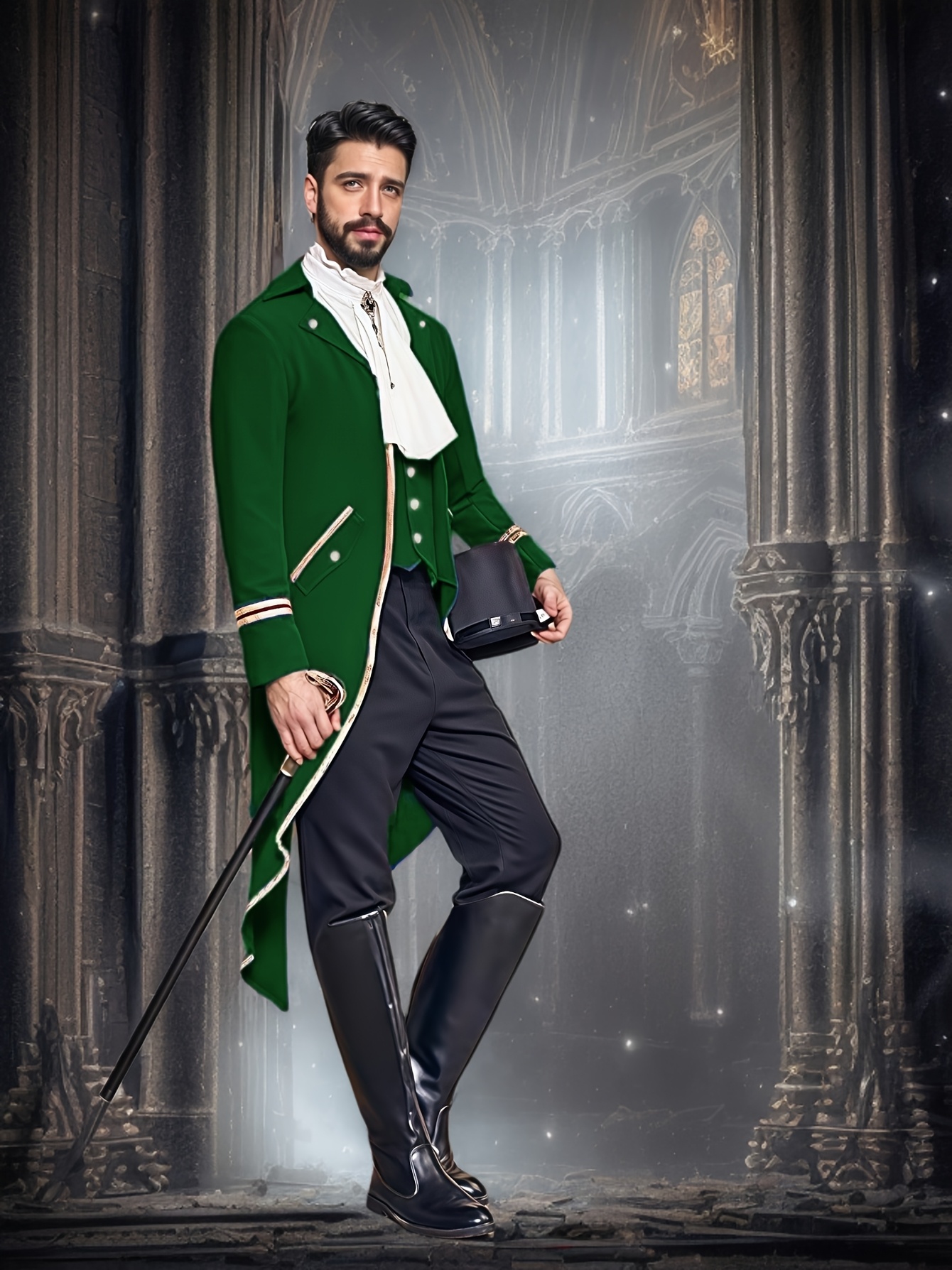 mens victorian jacket dark green black Temu United Kingdom