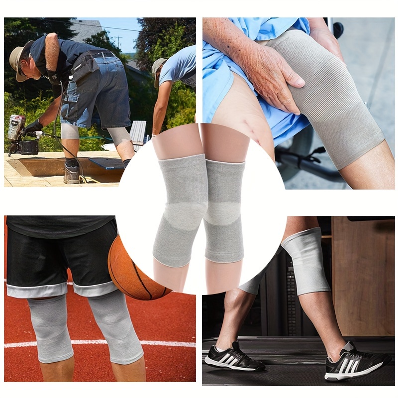 2pcs bamboo charcoal compression knee braces elastic support for running workouts basketball tennis yoga   stability breathable nylon gray     supportive kneepads bamboo charcoal infusion details 2