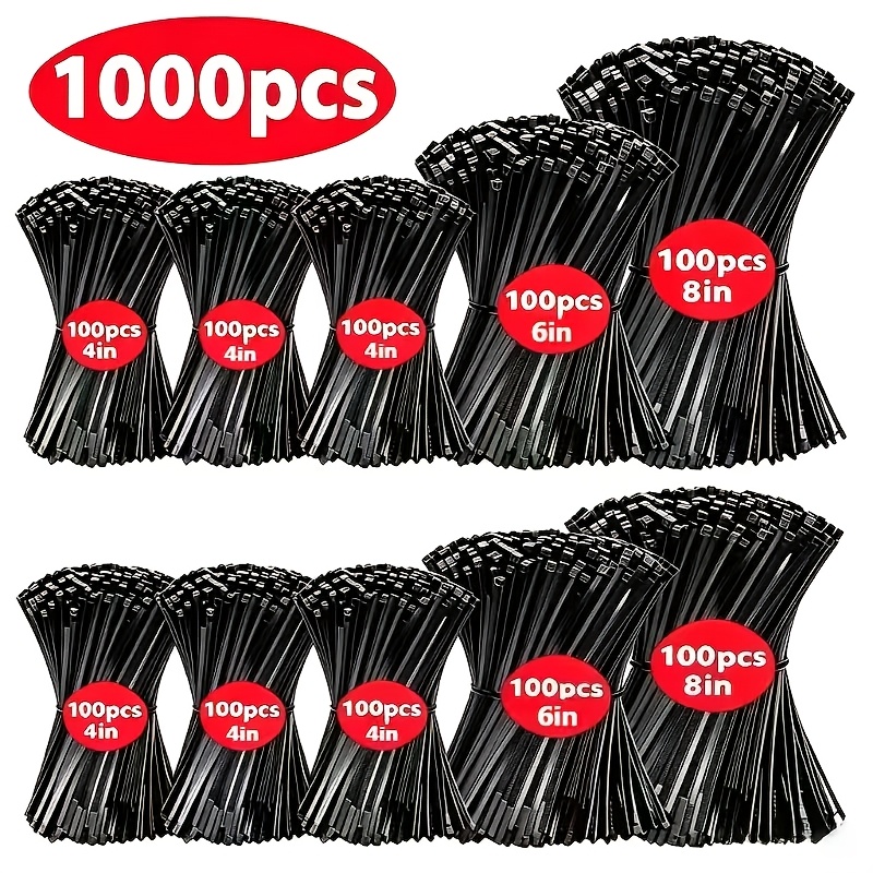 TEMU 1000 de serrage en nylon de tailles 20/15/10 cm, de serrage autobloquants en nylon adaptés à des appareils électroniques, , , le câblage de l'