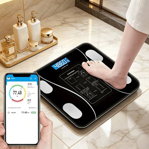 smart body fat scale with smart suitable for use compatible for devices hd lcd display with temperature detection widened platform kg lb switchable bmi body fat durable bathroom scale