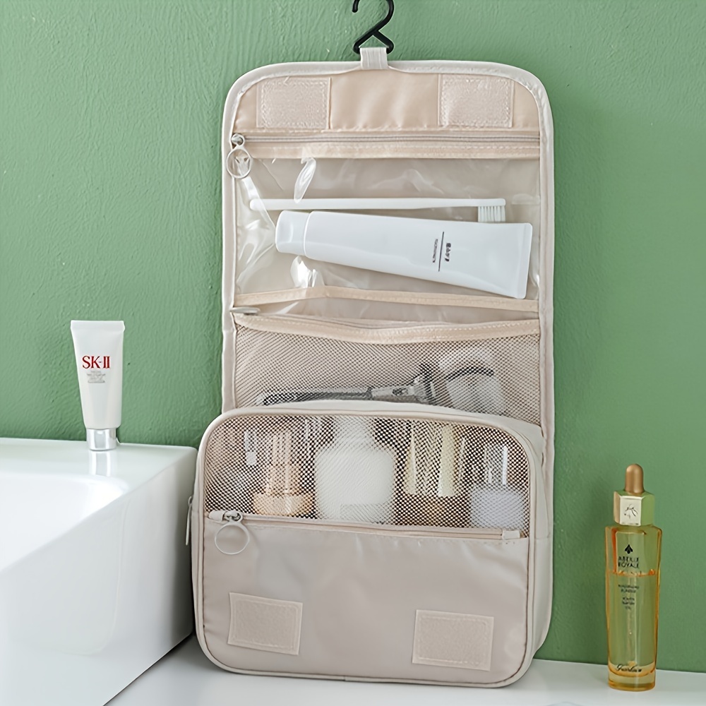 

Waterproof Hanging Travel Toiletry Bag - Unisex Compact Makeup And Cosmetic Organizer With Hooks